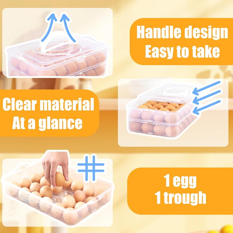 Jgalnim 2-Layer Deviled Egg Carrier with Lid,Deviled Egg Trays with Handle,Stack Portable Stackable Trays,Clear Devil Egg Cotainer 48 eggs Holders, for Thanksgiving Day, Easter, Holiday,Parties and Kitchen - Image 4
